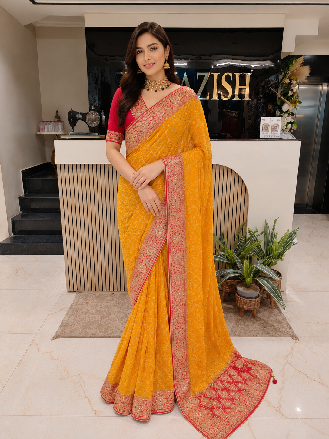 • Yellow Red Designer Saree
• Georget Wedding Saree India
• Dabka Kutdana Saree
• Luxury Festive Saree Lucknow
• Zari Resham Work Saree