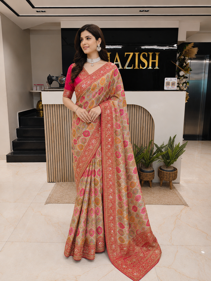 Multi Colour Uppada Silk Saree
