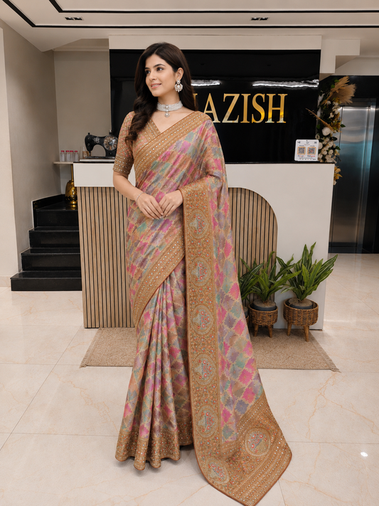 Golden Silk Designer Saree