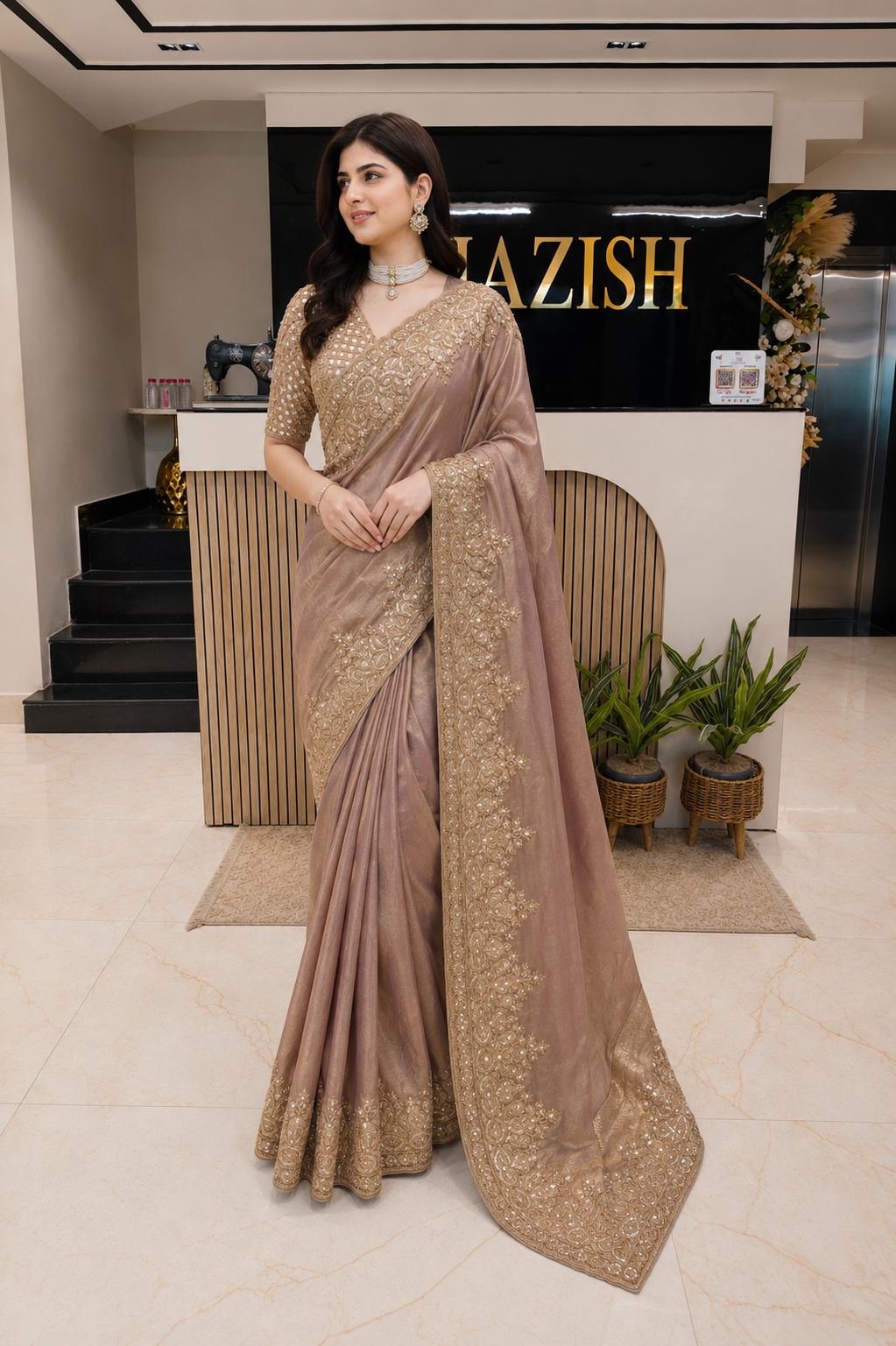 Lavender Tissue Designer Saree