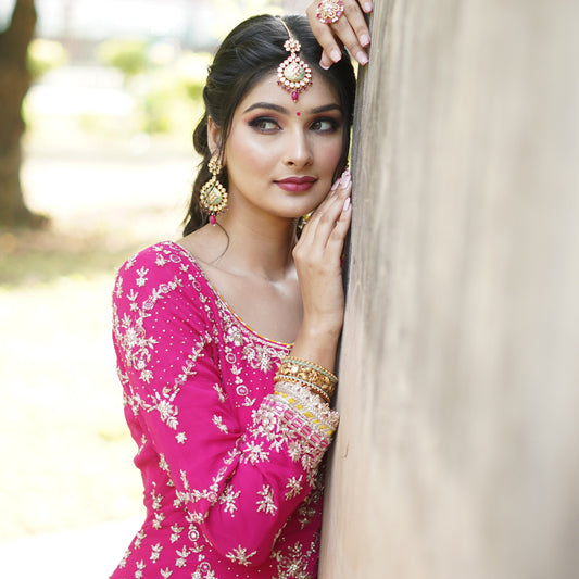 Gul-Rang – Hand Embellished Hot Pink Garara Set