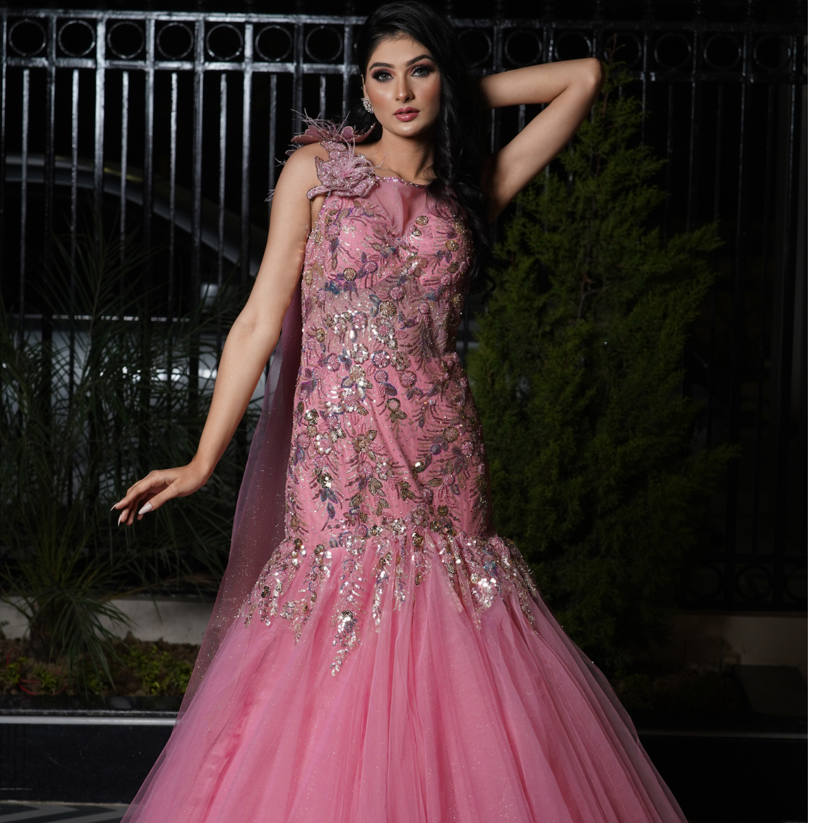 Crafted to contour, embellished to dazzle—this fish-cut bridal gown by Nawazish is where modern glamour meets handcrafted tradition. With intricate embroidery, a sculpted silhouette, and a couture finish, it’s designed for the bride who wants to shine in every step. Perfect for receptions, cocktail nights, or statement bridal portraits.