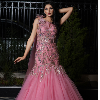 Crafted to contour, embellished to dazzle—this fish-cut bridal gown by Nawazish is where modern glamour meets handcrafted tradition. With intricate embroidery, a sculpted silhouette, and a couture finish, it’s designed for the bride who wants to shine in every step. Perfect for receptions, cocktail nights, or statement bridal portraits.