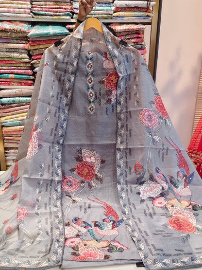 Chanderi Birds & Flower Suit