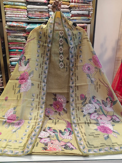 Chanderi Birds & Flower Suit