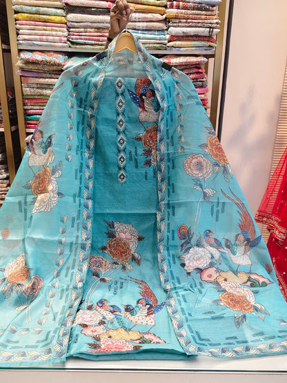 Chanderi Birds & Flower Suit