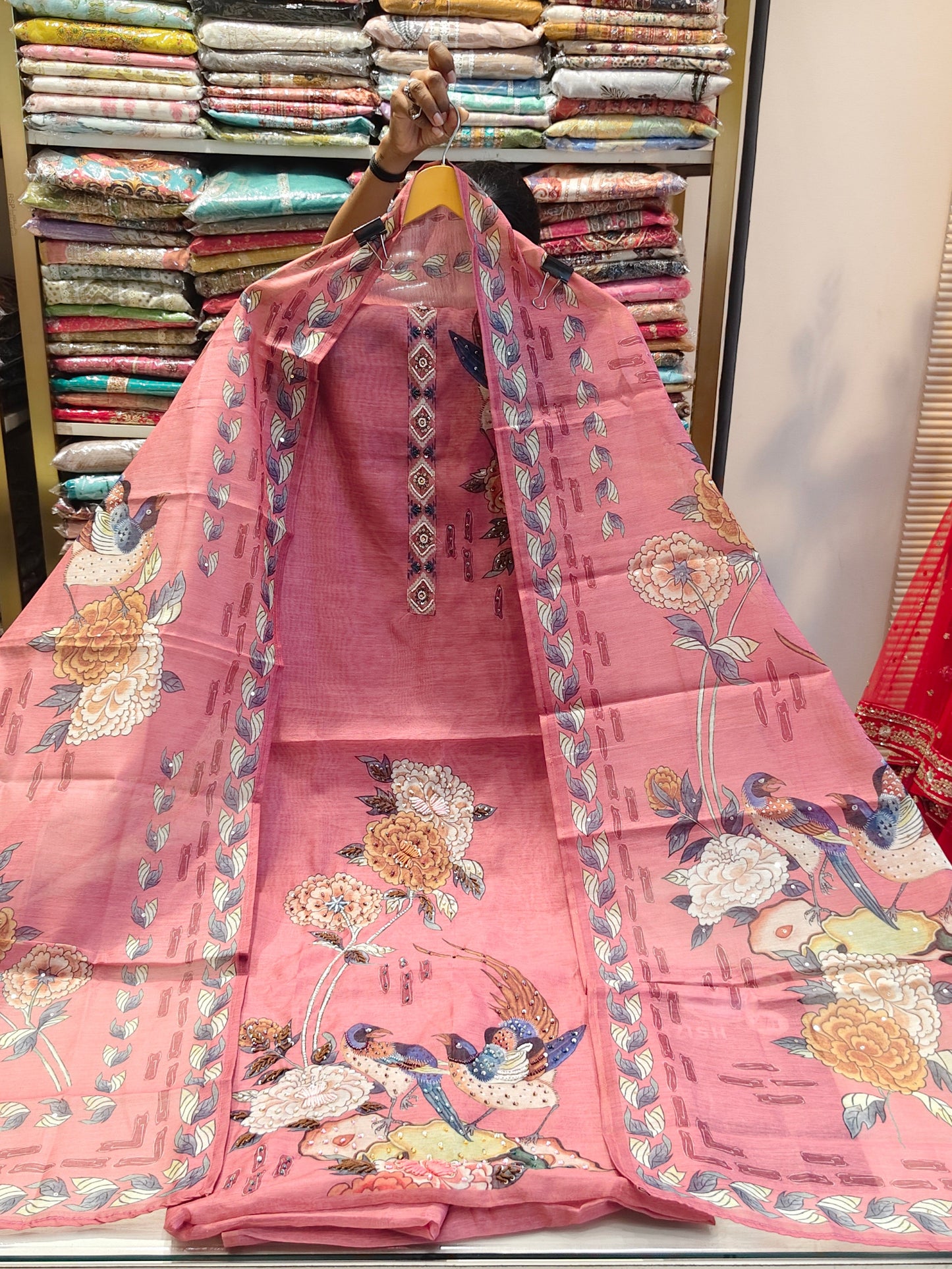 Chanderi Birds & Flower Suit