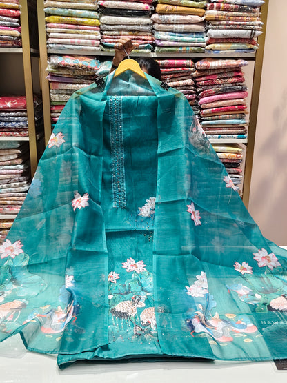 Chanderi Birds Motif Suit