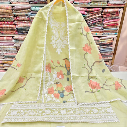 Kota Cotton Unstitched Suit with Birds Motif
