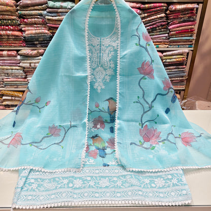 Kota Cotton Unstitched Suit with Birds Motif