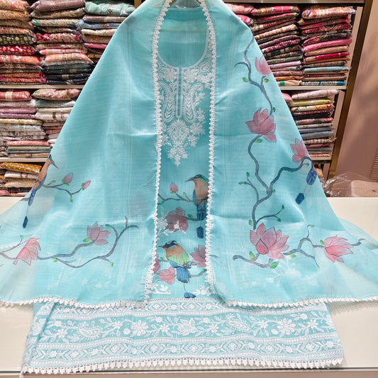 Kota Cotton Unstitched Suit with Birds Motif