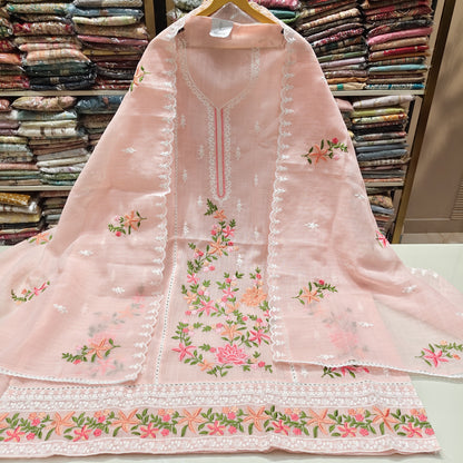 Kota Unstitched Suit with Resham Flower