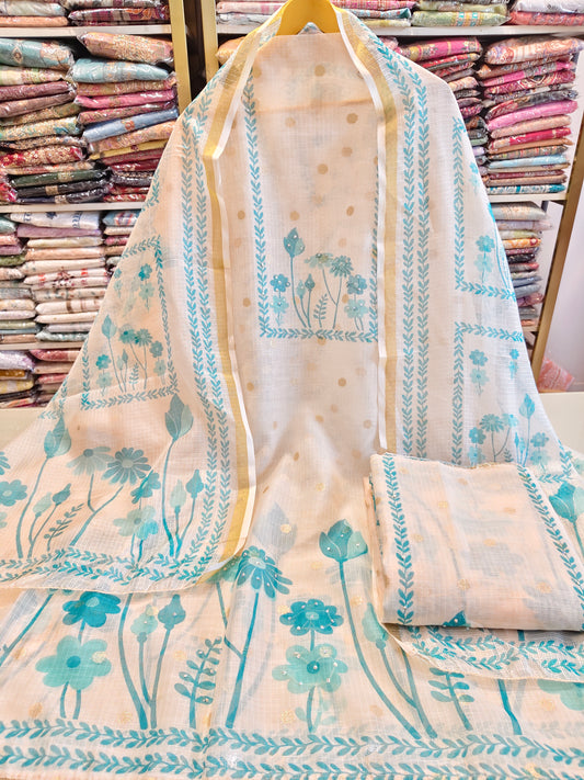 Kota Floral Print Suit
Unstitched Kota Dress Material
Printed Kota Cotton Suit Set
Designer Floral Print Suit for Women
Casual Wear Kota Suit with Dupatta