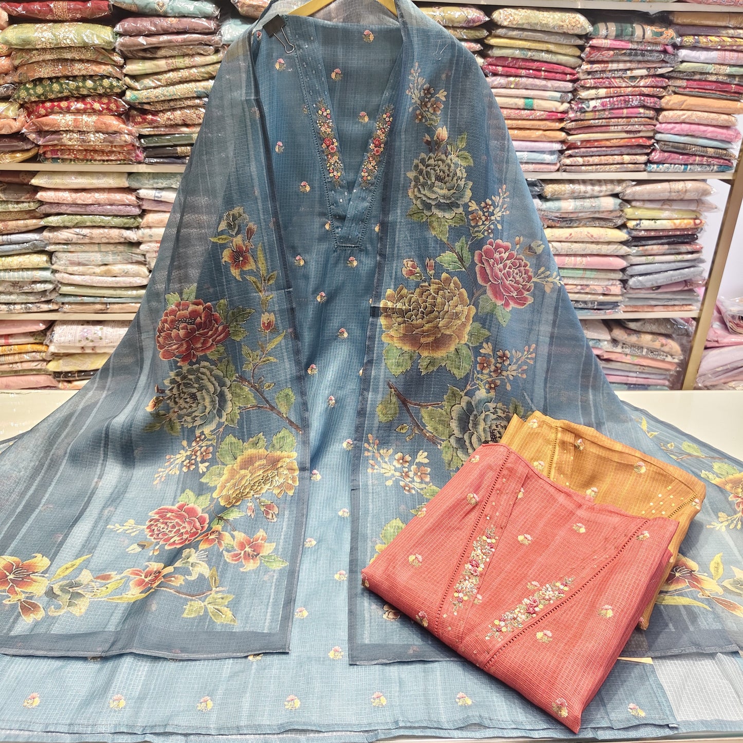 Kota Unstitched Suit with Resham Work
Designer Kota Suit with Sequeins Work
Festive Wear Unstitched Cotton Suit
Printed Dupatta Kota Dress Material
Women's Elegant Resham Kardana Suit