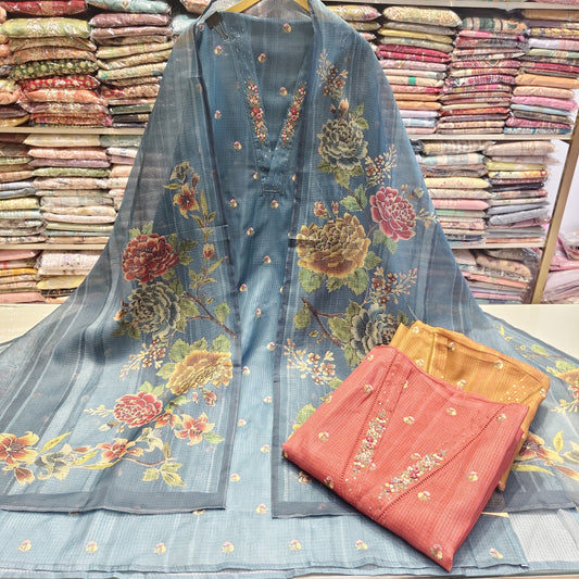 Kota Unstitched Suit with Resham Work
Designer Kota Suit with Sequeins Work
Festive Wear Unstitched Cotton Suit
Printed Dupatta Kota Dress Material
Women's Elegant Resham Kardana Suit