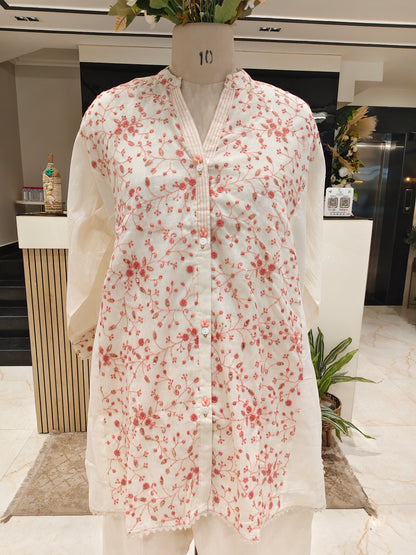 Cream Cotton Resham Co-Ord Set