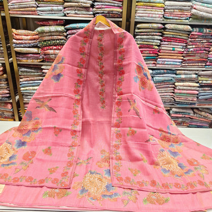 Linen Floral Sequeins Katdana Suit