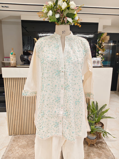 Cream Cotton Resham Co-Ord Set
