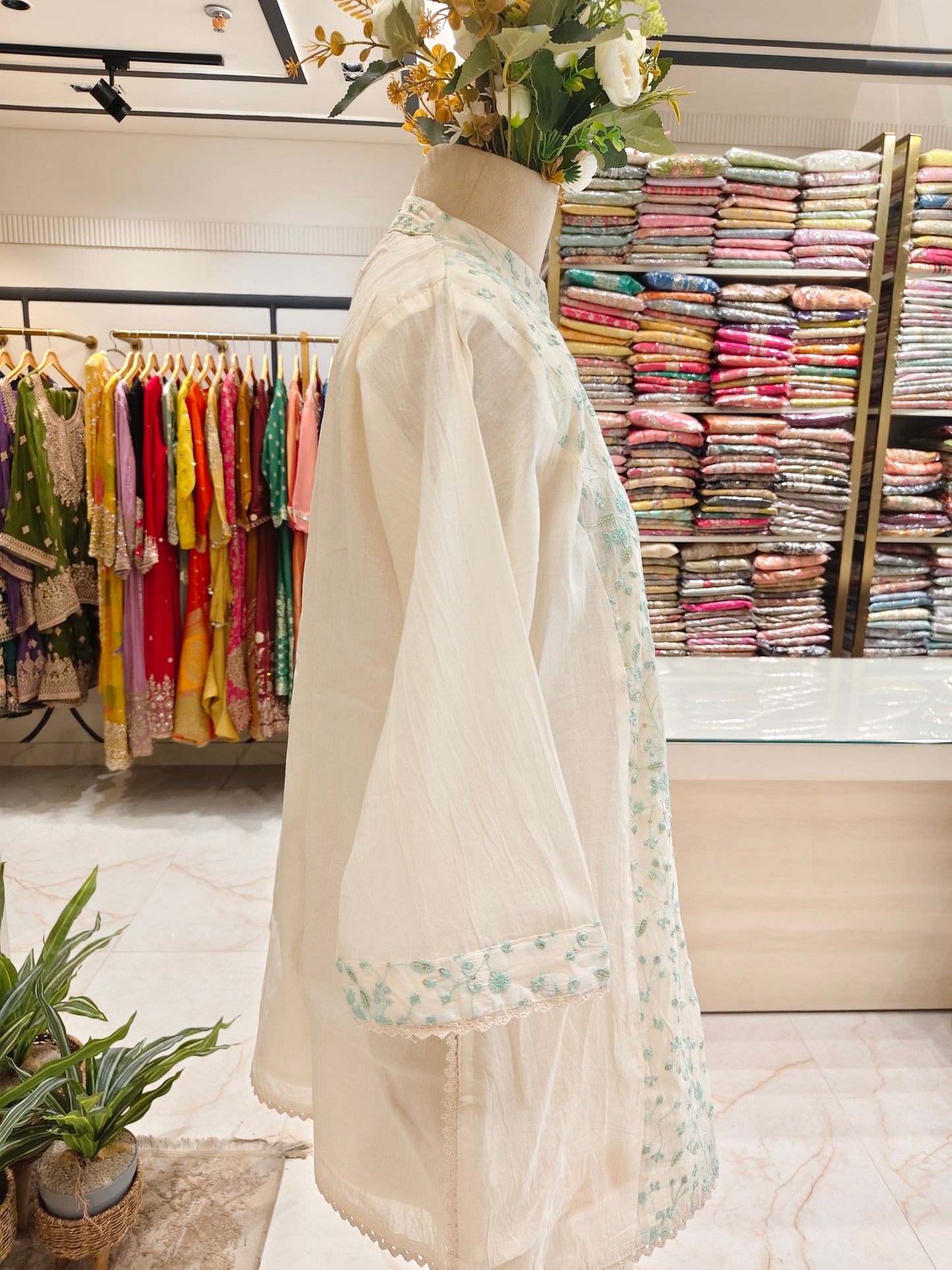 Cream Cotton Resham Co-Ord Set