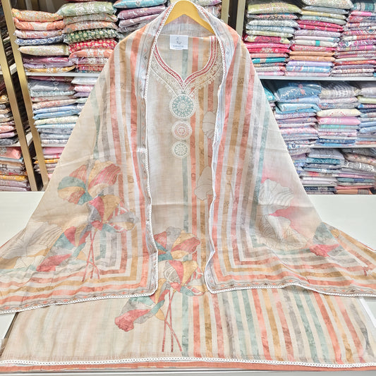 Pal Gold Linen Resham Sequeins Suit
Designer Linen Unstitched Suit Set
Floral Print Linen Dress Material
Linen Suit with Resham Sequeins Work
Festive Wear Pal Gold Linen Suit