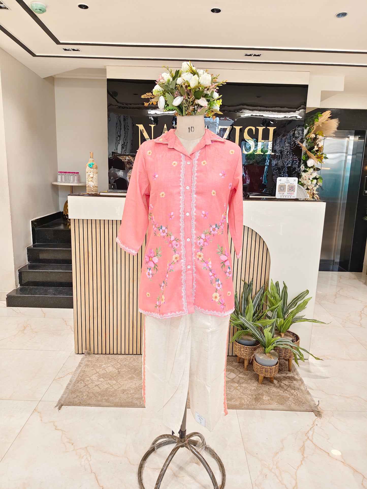 Peach Off White Linen Co-Ord Set
Floral Printed Co Ord Set Women
Scallop Palazzo Co Ord Set
Linen Designer Co Ord Outfit
Thread Work Stylish Co Ord Set