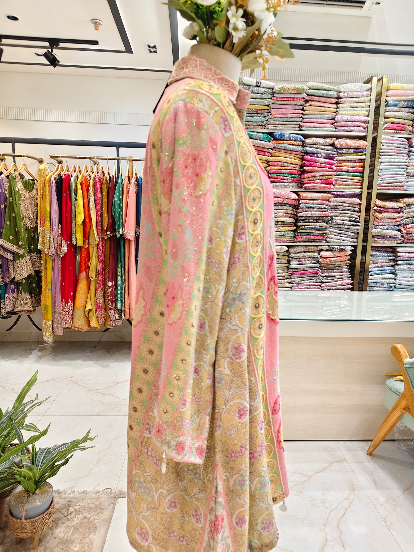 Pink Jute Cutdana Co-Ord Set