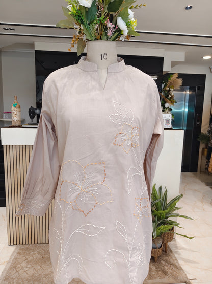 Peach Cotton Co-Ord Set with Anchor Thread Work