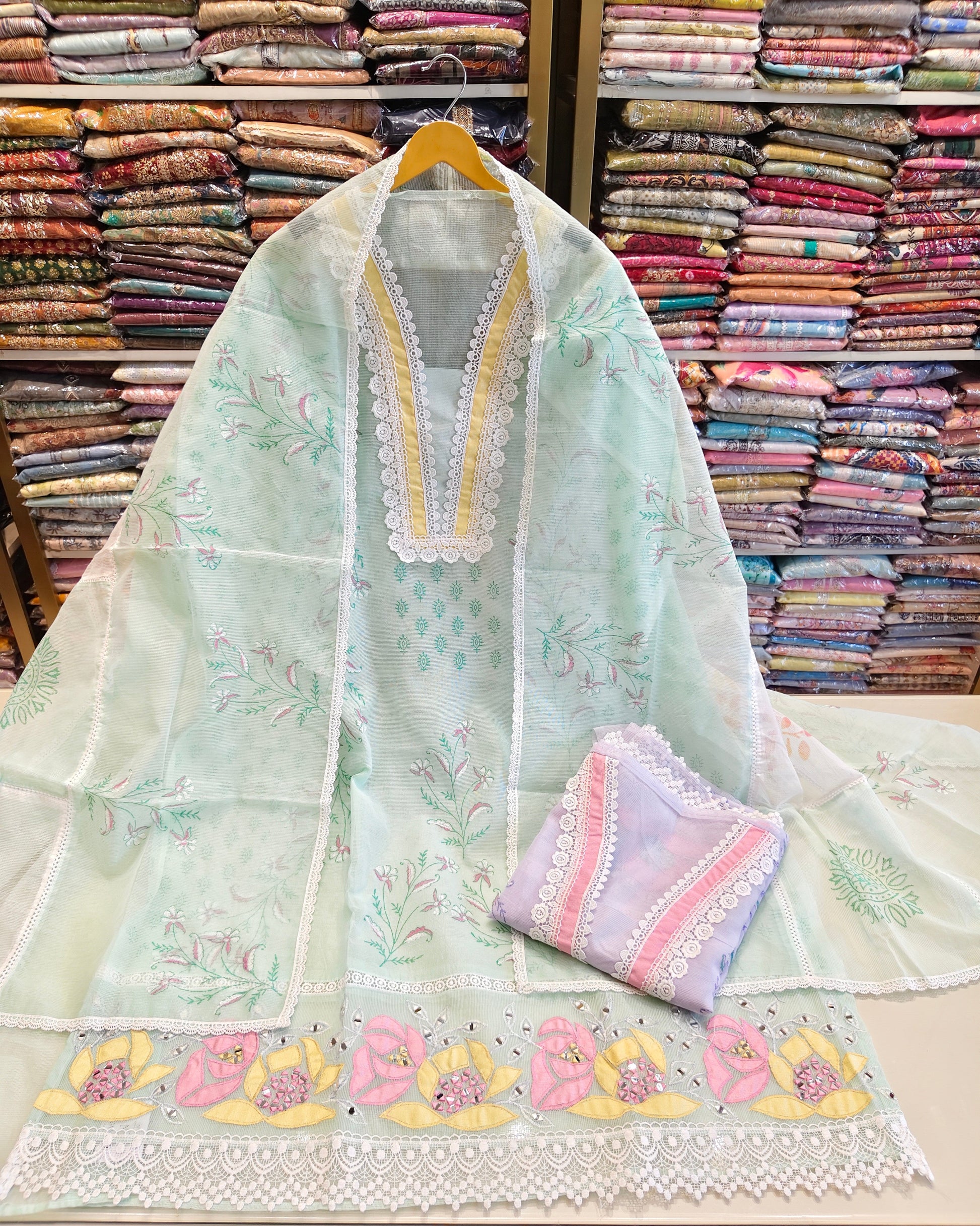Kota Unstitched Suit with Mirror Work
Resham Work Kota Suit Set
Printed Kota Dress Material
Designer Kota Suit with Dupatta
Cotton Bottom Kota Suit