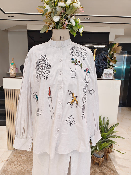 Floral Cotton Co-Ord Set with Resham Work