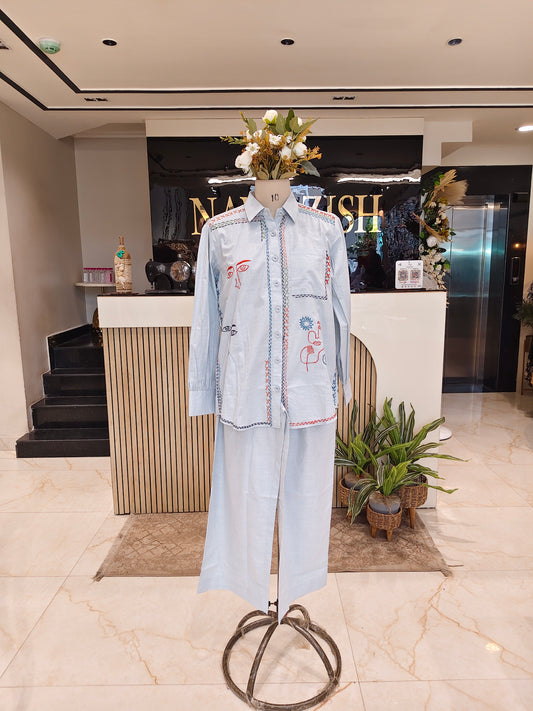 Sky Blue Cotton Co-Ord Set
Thread Work Cotton Palazzo Set
Women’s Cotton Co-Ord Set
Stylish Palazzo Matching Set
Designer Cotton Ethnic Outfit