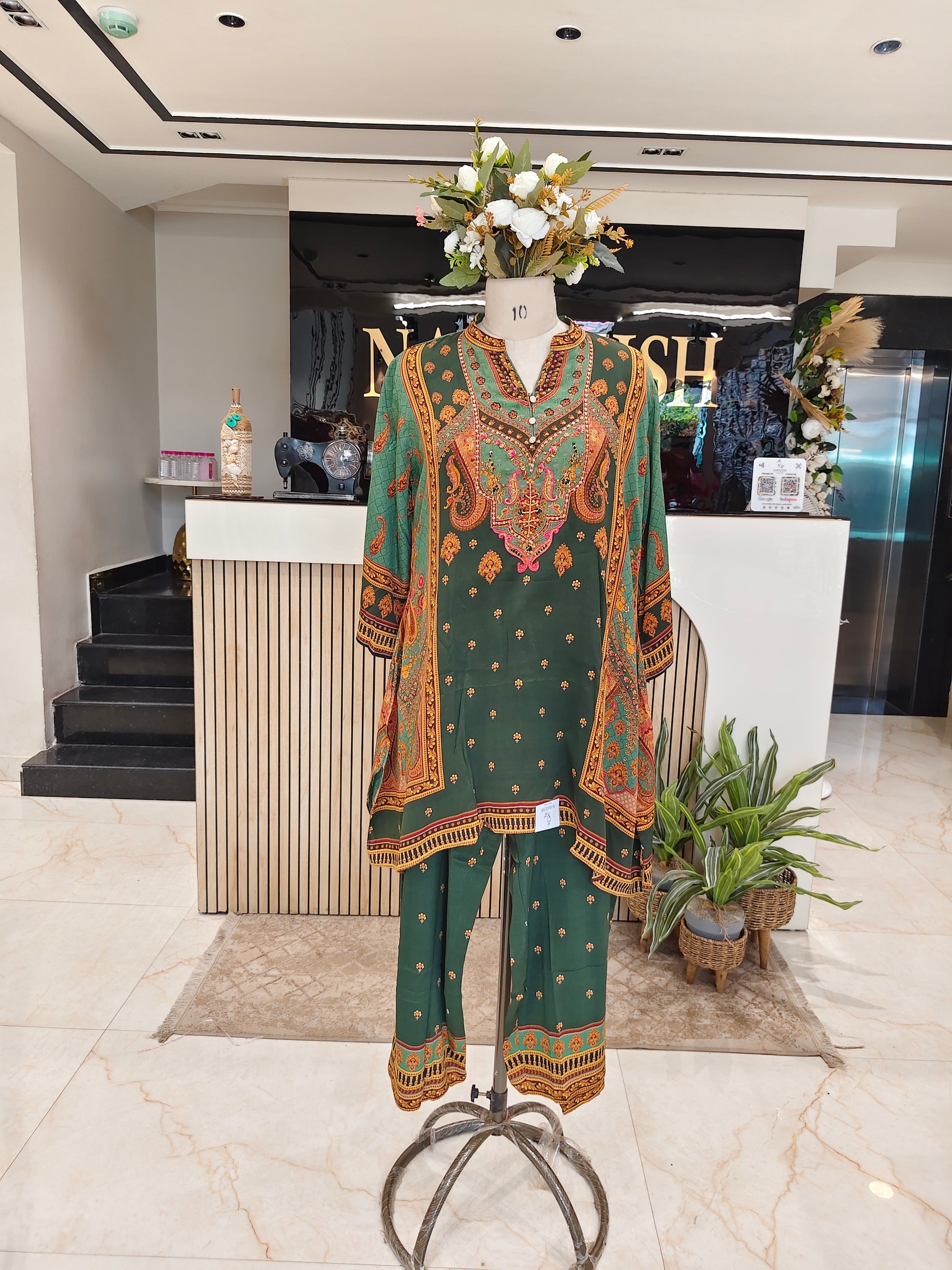 Bottle Green Crape Co-Ord Set
Knot Work Designer Co-Ord Set
Printed Pant Style Co-Ord Set
Women’s Crape Matching Set
Stylish Bottle Green Ethnic Outfit