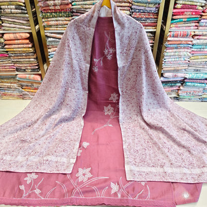 Linen Applique Work Suit