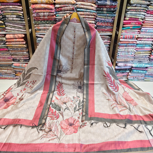Printed Chanderi Knot Suit