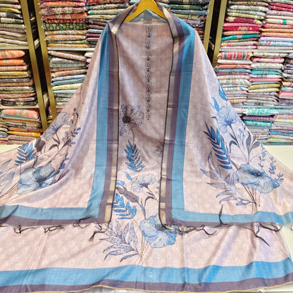 Printed Chanderi Knot Suit