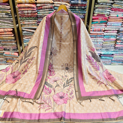 Printed Chanderi Knot Suit