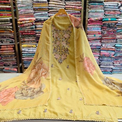 Linen Sequins Work Suit