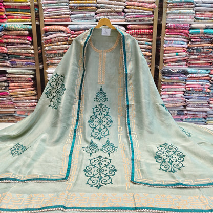 Elegant Tissue Patch Work Suit Set