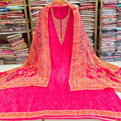 Crepe Suit with Dabka, Katdana & Digital Print Dupatta