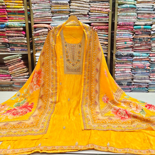 Crepe Suit with Dabka & Sequins Work Dupatta