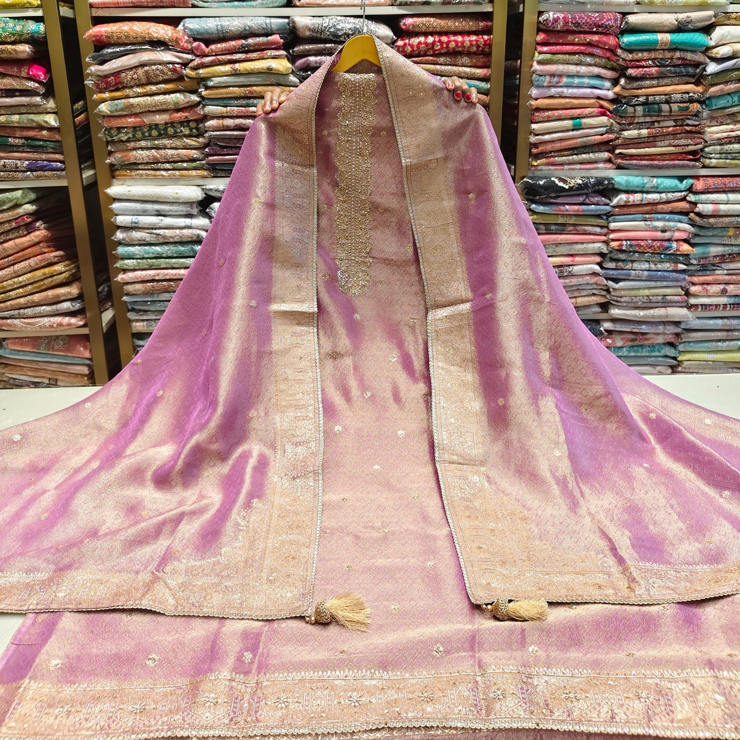 Tissue Suit with Dabka & Pull Work