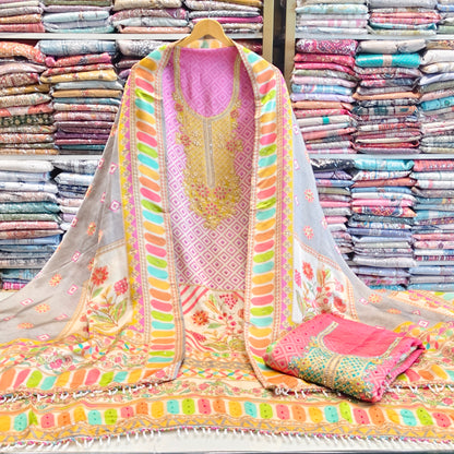 Crepe Unstitched Suit Set
Floral Printed Crepe Dress Material
Katdana Work Suit Design
Crepe Suit with Dupatta
Pull Work Designer Suit India