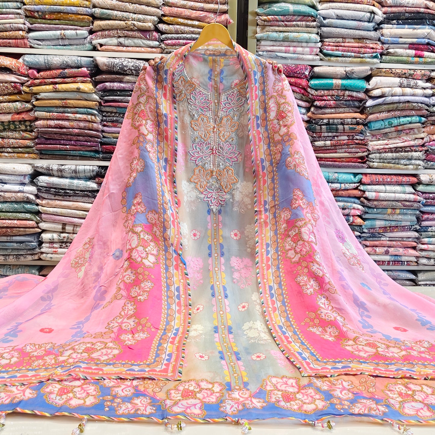 Organza Unstitched Suit Set
Floral Printed Organza Dress Material
Pull Work Designer Suit
Organza Suit with Silk Bottom
Elegant Ethnic Suit India