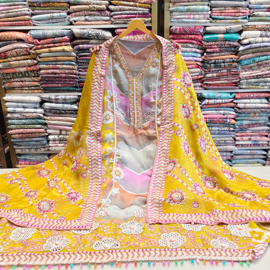 Multicolor Crepe Unstitched Suit
Sequin Neck Work Suit
Floral Printed Dress Material
Organza Dupatta Suit Set
Designer Ethnic Suit India
