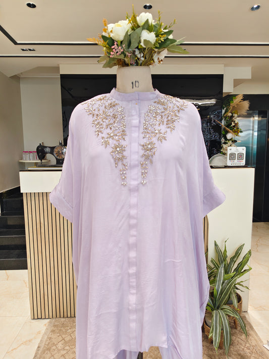 Lavender Crepe Farshi Co-Ord Set