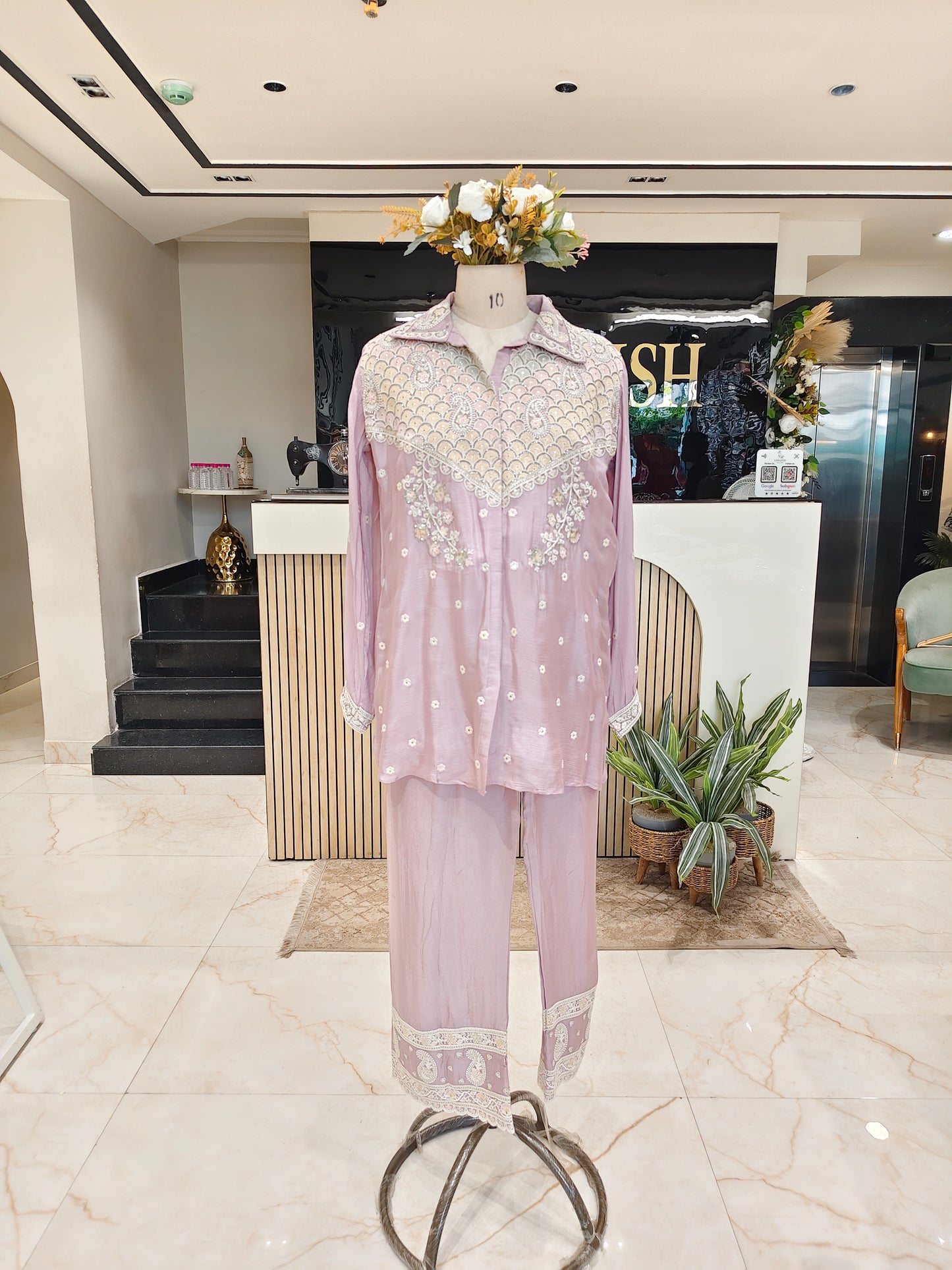 Lavender Chinon co ord set
Thread work coord set women
Kutdana work ethnic co ord
Stylish lavender pants set
Designer festive co ord outfit