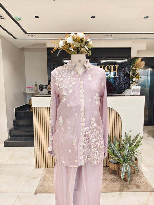Lavender Chinon Kutdana Co-Ord Set