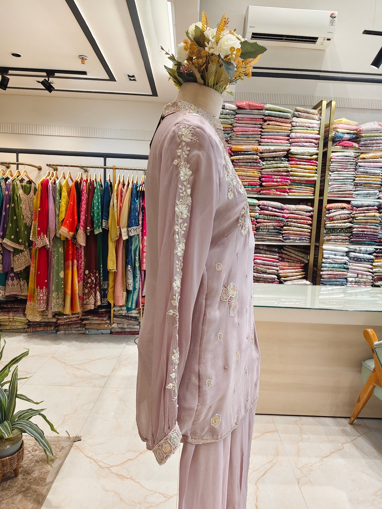 Lavender Chinon Kutdana Co-Ord Set