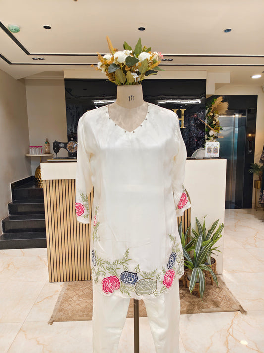 Off White Crepe Co-Ord Set