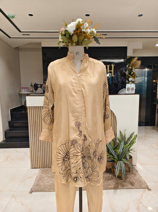 Gold Crepe Sequins Co-Ord Set