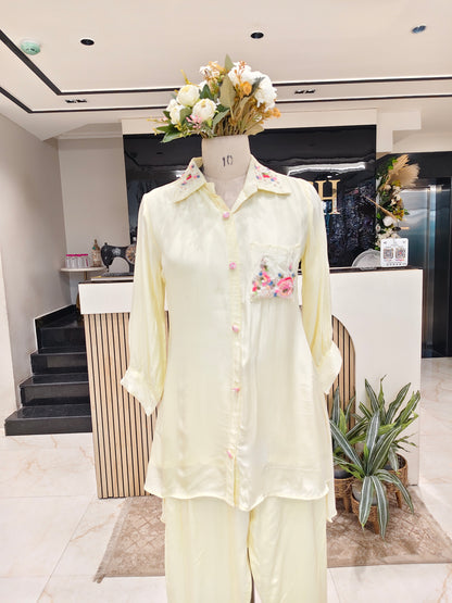 Lemon Crepe Sequins Co-Ord Set